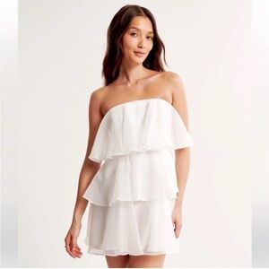 Abercrombie & Fitch White Ruffled Strapless Dress—SIZE S NWT